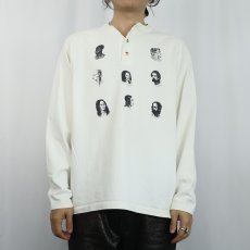 画像3: 90's USA製 ヘンリーネック 偉人プリントロンT L (3)