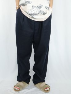 画像2: Brooks Brothers 2タック リネンパンツ NAVY W38 (2)