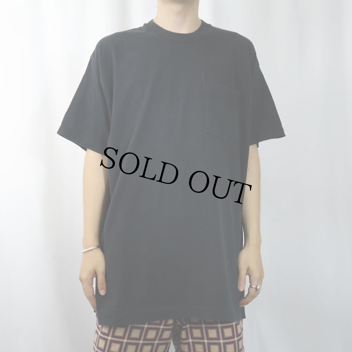 画像2: 90's BVD USA製 無地ポケットTシャツ BLACK XL (2)