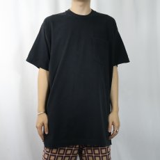 画像2: 90's BVD USA製 無地ポケットTシャツ BLACK XL (2)