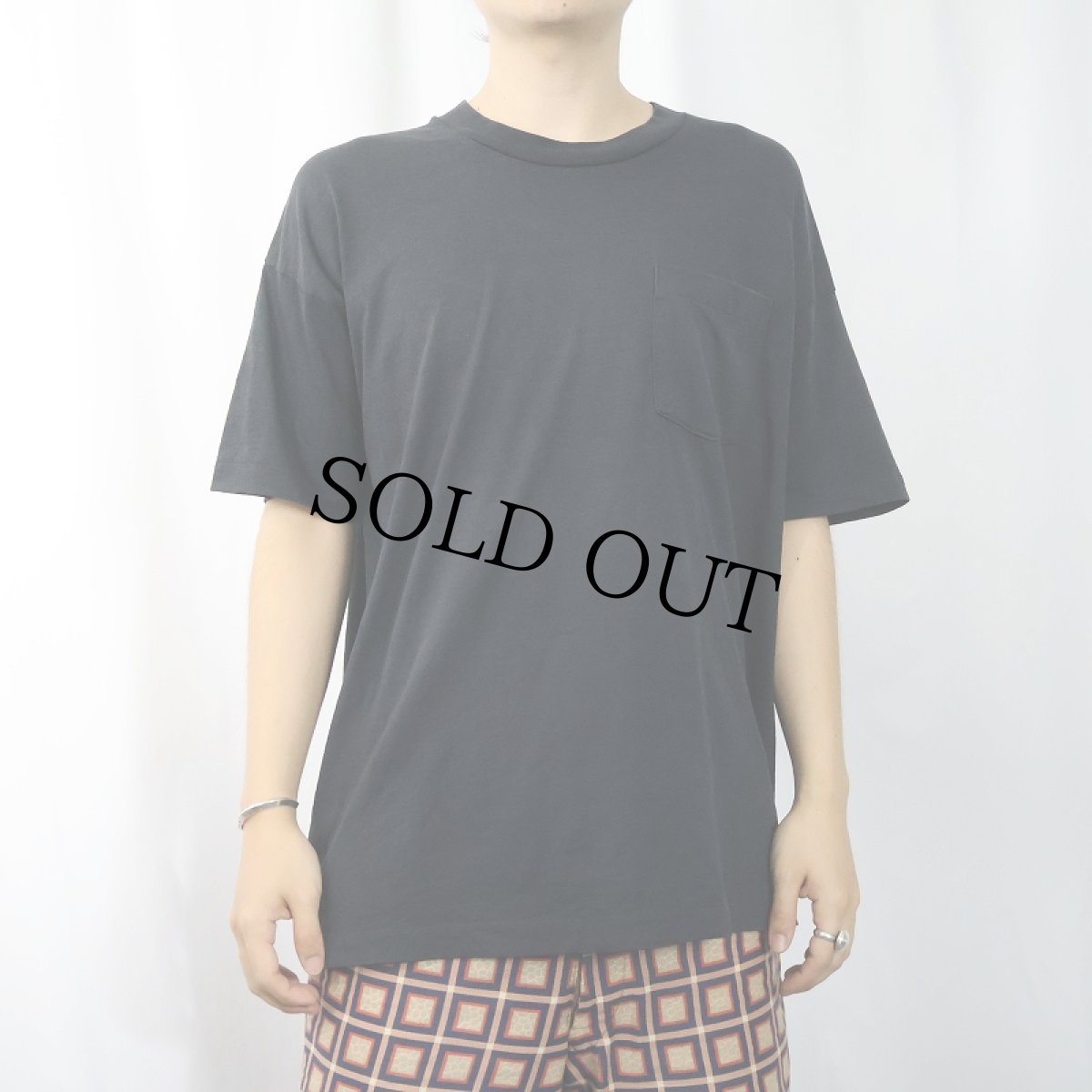 画像2: 90's USA製 無地ポケットTシャツ BLACK XL (2)