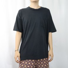 画像2: 90's USA製 無地ポケットTシャツ BLACK XL (2)