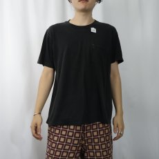 画像2: 90's Hanes 無地ポケットTシャツ BLACK L (2)