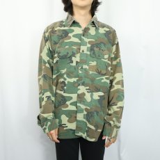 画像2: 70〜80's FIVE BROTHER USA製 ウッドランドカモ柄 コットンシャツ XL (2)