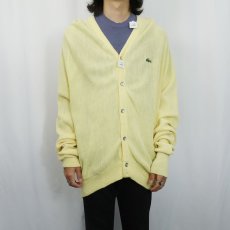 画像2: 80〜90's IZOD LACOSTE USA製 ロゴ刺繍 アクリルニットカーディガン L (2)