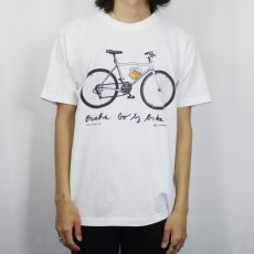 画像2: 90's Jiri Votruba "Prague. Go by bike!" 自転車プリントTシャツ M (2)
