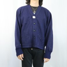 画像2: VINTAGE ウールニットカーディガン NAVY (2)