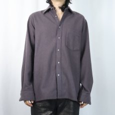 画像2: 70〜80's Yves Saint-Laurent ウール×ポリエステルシャツ M (2)