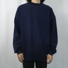 画像2: 90's RUSSELL ATHLETIC USA製 前V 無地スウェット NAVY XL (2)