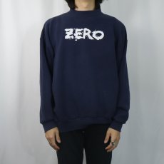 画像2: 90's USA製 "ZERO" プリントスウェット NAVY XL (2)