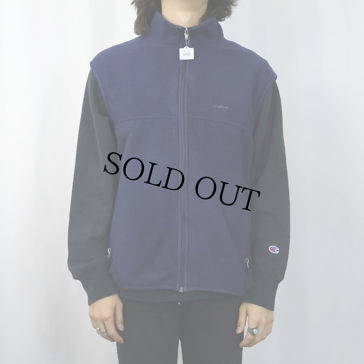 画像2: 90's Patagonia USA製 ロゴ刺繍 シンチラフリースベスト NAVY XL (2)