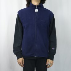 画像2: 90's Patagonia USA製 ロゴ刺繍 シンチラフリースベスト NAVY XL (2)