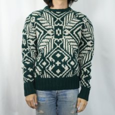 画像2: 90's POLO Ralph Lauren 総柄 ウールニットセーター M (2)