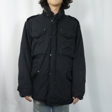 画像2: 90's〜 POLO Ralph Lauren "M-65 TYPE" キルティングライナー ポリエステルジップジャケット BLACK L (2)