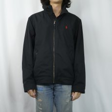 画像2: 90's〜 POLO Ralph Lauren ロゴ刺繍 裏フリース ポリエステルジップジャケット BLACK M (2)