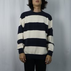 画像2: 90〜2000's Croft & barrow ボーダー柄 コットンニットセーター L (2)