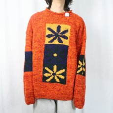 画像2: 90's Bandidos ECUADOR製 花柄 ロールネックウールニットセーター (2)