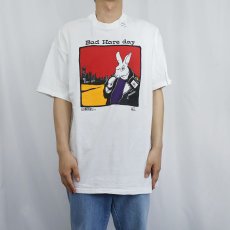 画像2: 90's BOVIS THREADS USA製 "Bad Hare day" ウサギイラストプリントTシャツ XL (2)