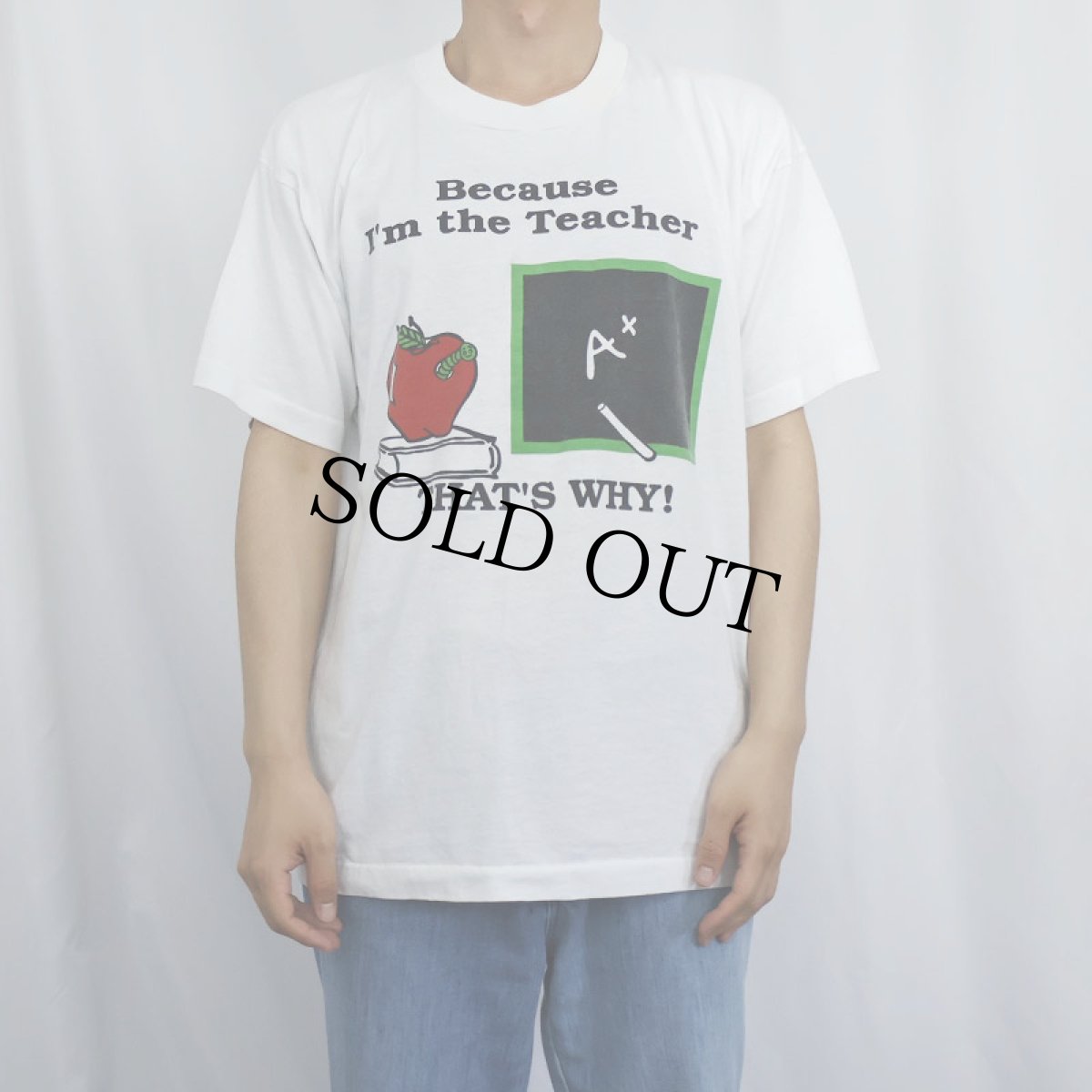 画像2: 90's "Because I'm the Teacher" アートプリントTシャツ XL (2)