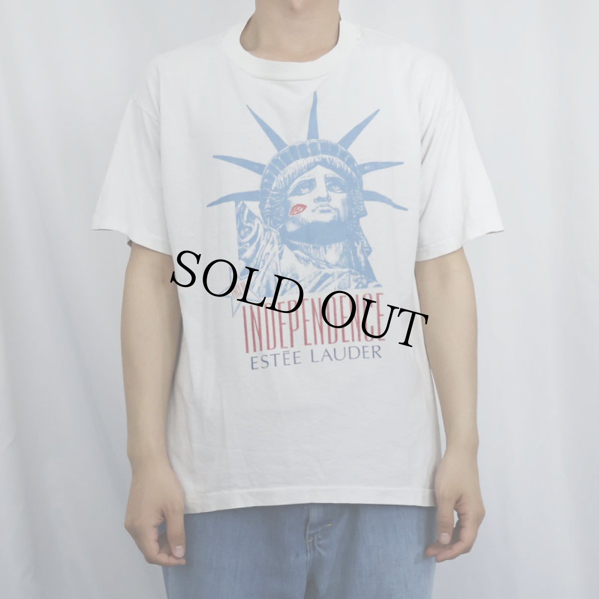 画像2: 80~90's ESTEE LAUDER USA製 "自由の女神" 化粧品メーカー プリントTシャツ ONE SIZE (2)