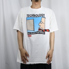画像2: 90's DILBERT SOFTWEAR USA製 "TECHNOLOGY NO PLACE FOR WIMPS" コミックプリントTシャツ XL (2)