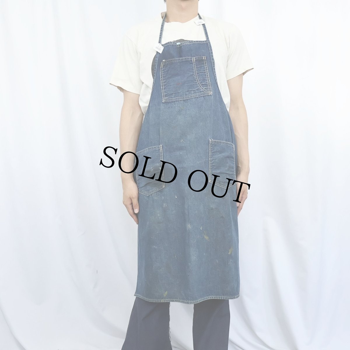 画像2: VINTAGE 耳付き デニムエプロン (2)
