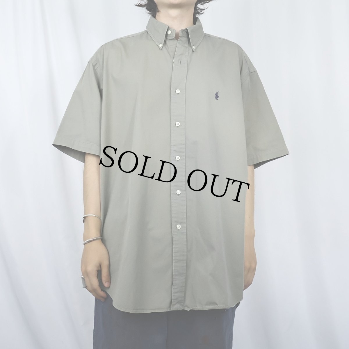 画像2: POLO Ralph Lauren "BLAKE" ロゴ刺繍 コットンボタンダウンシャツ L  (2)