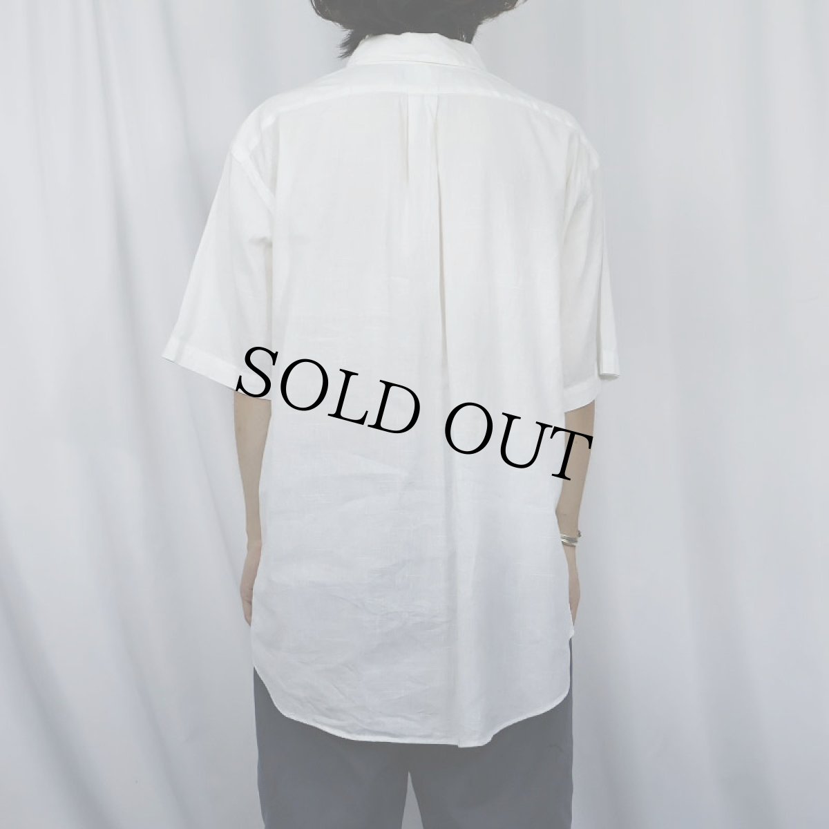 画像3: Ralph Lauren "CLASSIC FIT" ロゴ刺繍 リネン×コットンボタンダウンシャツ XL  (3)