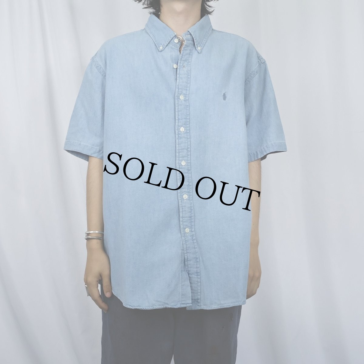 画像2: POLO Ralph Lauren "SLIM FIT" ロゴ刺繍 コットンボタンダウンシャツ XXL (2)