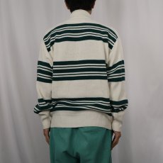 画像3: 80's Eddie Bauer ボーダー柄 ヘンリーネック コットンニットセーター L (3)