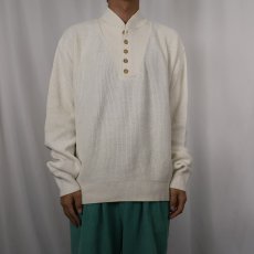 画像2: 80's L.L.Bean USA製 ヘンリーネック コットンニットセーター L (2)