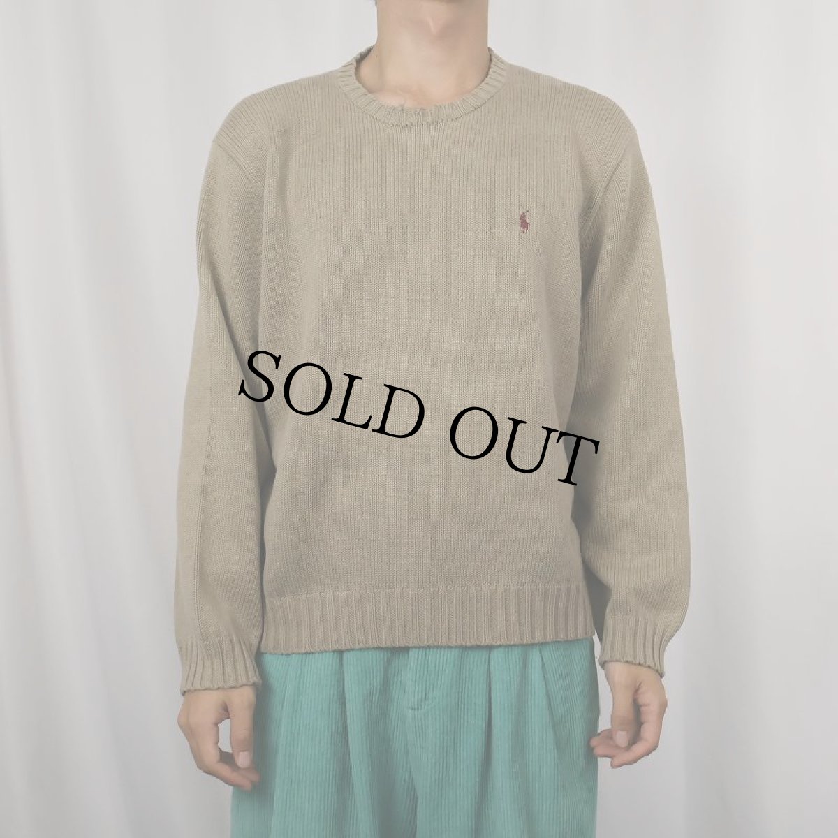 画像2: POLO Ralph Lauren ロゴ刺繍 コットンニットセーター XL (2)
