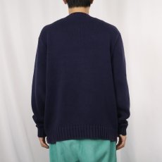 画像3: POLO Ralph Lauren ロゴ刺繍 Vネック コットンニットセーター NAVY M (3)