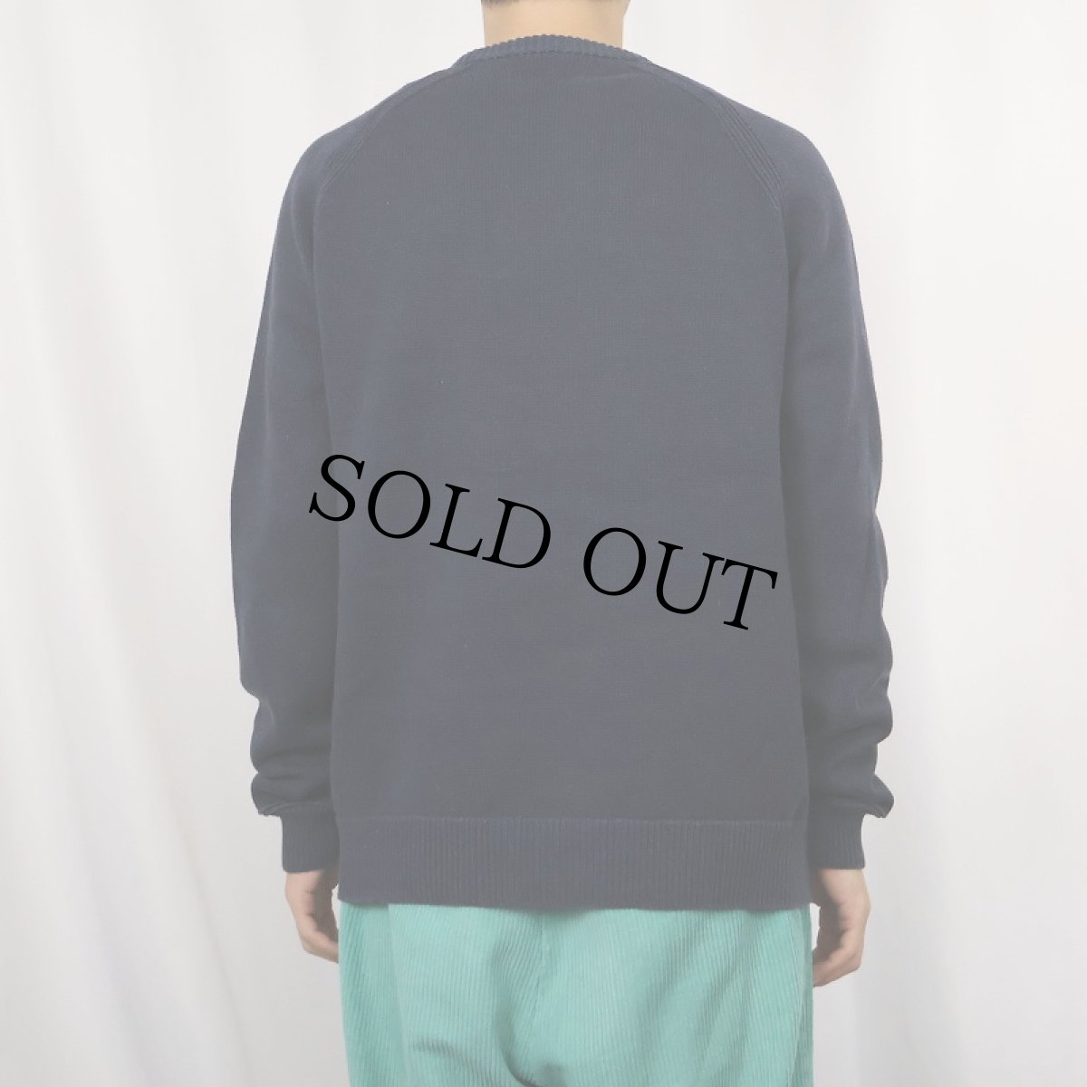 画像3: POLO Ralph Lauren ロゴ刺繍 ラグランコットンニットセーター NAVY M (3)