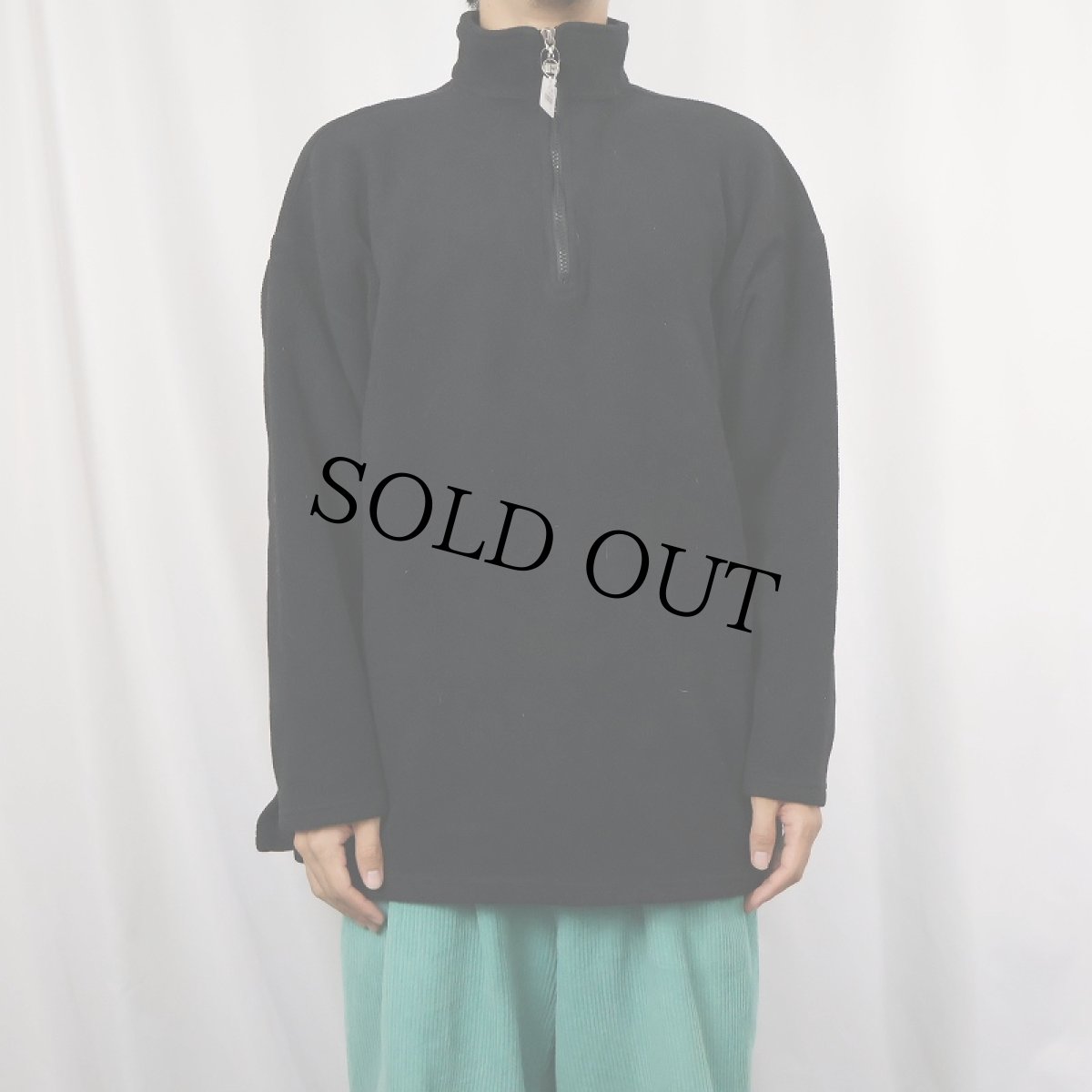 画像2: 90's RUSSELL ATHLETIC USA製 ハーフジップフリースジャケット BLACK L (2)