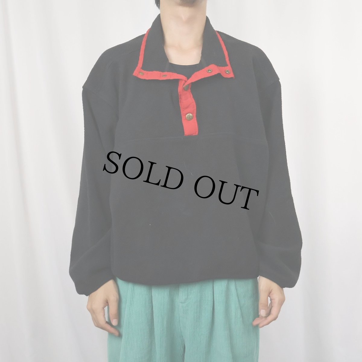 画像2: 90's Woolrich USA製 ハーフスナップフリースジャケット BLACK L (2)