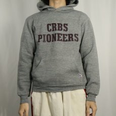 画像2: 80's RUSSELL ATHLETIC USA製 "CRBS PIONEERS" プリントスウェットフーディー S (2)