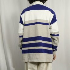 画像3: 90's POLO Ralph Lauren USA製 ロゴ刺繡 ボーダー柄 コットンラガーシャツ XL (3)