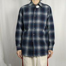 画像2: 70's PENDLETON USA製 オンブレーチェック柄 ウールシャツ M (2)