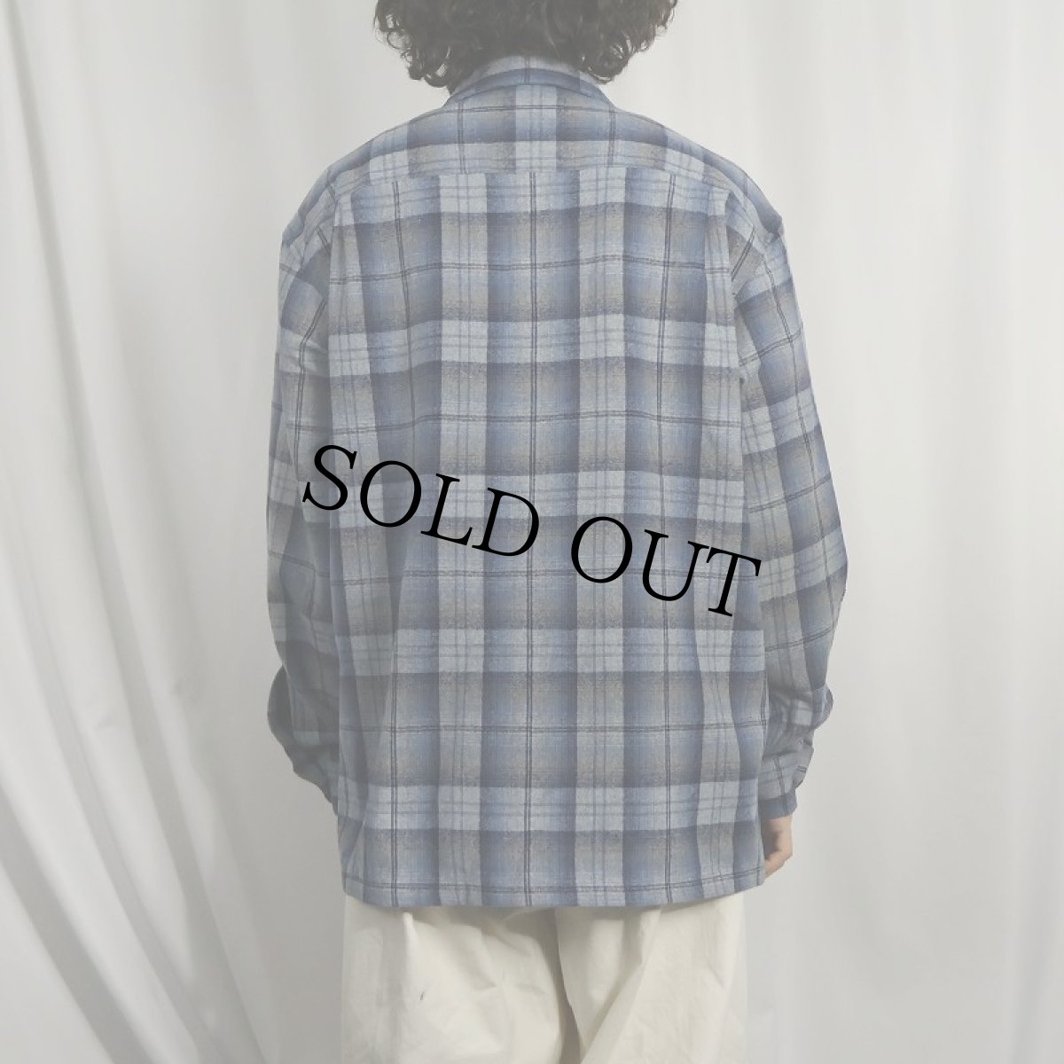 画像3: 90's PENDLETON USA製 オンブレーチェック柄 オープンカラーウールシャツ L (3)