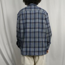 画像3: 90's PENDLETON USA製 オンブレーチェック柄 オープンカラーウールシャツ L (3)
