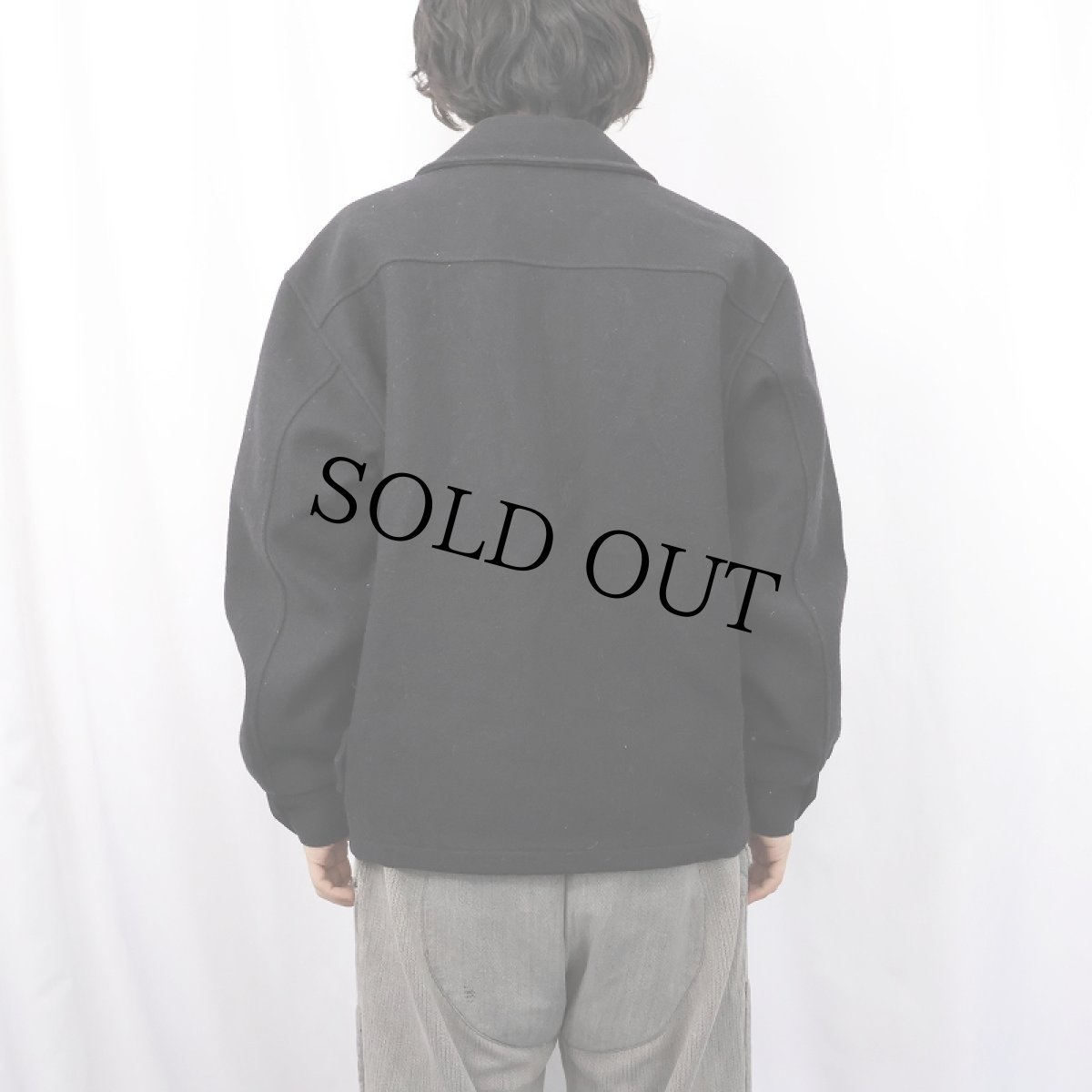 画像3: 2000's Windows CANADA製 ロゴ刺繍 ウールジップジャケット BLACK L (3)