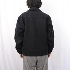 画像3: 2000's Windows CANADA製 ロゴ刺繍 ウールジップジャケット BLACK L (3)