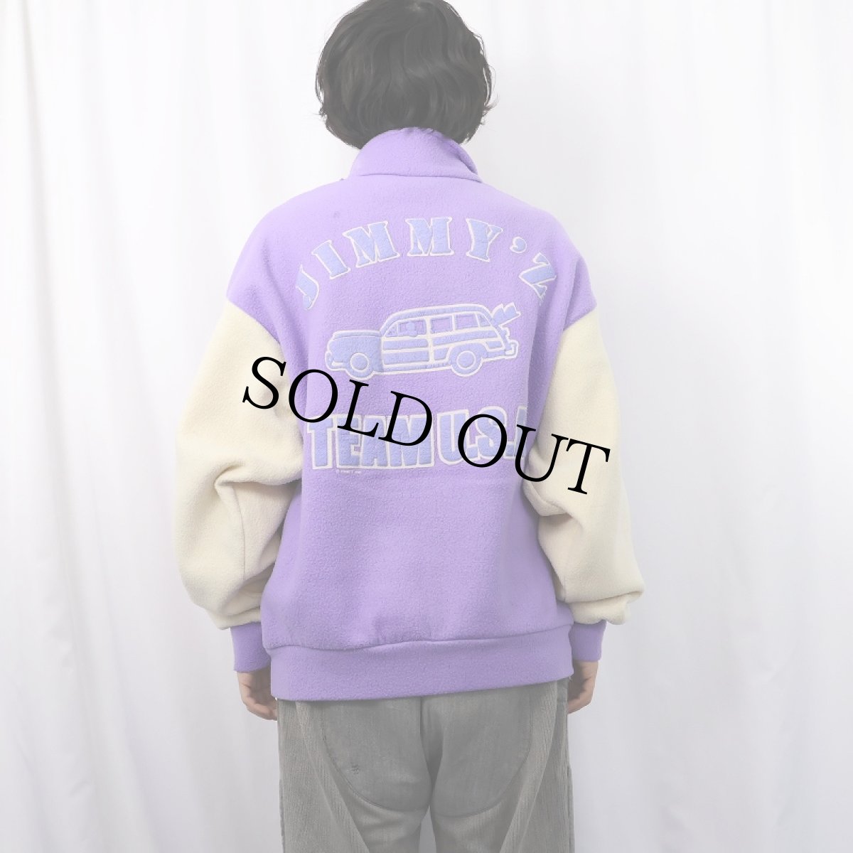 画像4: 90's JIMMY'Z MEXICO製 発砲プリント フリーススタジャン XL (4)