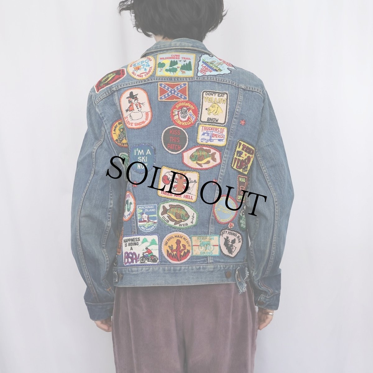 画像3: 70's Wrangler 124MJ USA製 ワッペンカスタム デニムジャケット SIZE48 (3)