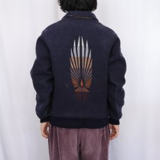 画像3: 80's Beaver State PENDLETON USA製 ネイティブ柄 ウールジップジャケット NAVY L (3)