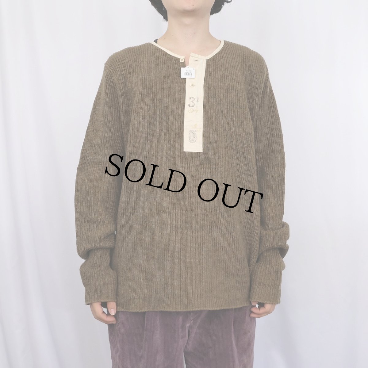 画像2: Ralph Lauren RRL ヘンリーネック コットンニットセーター (2)