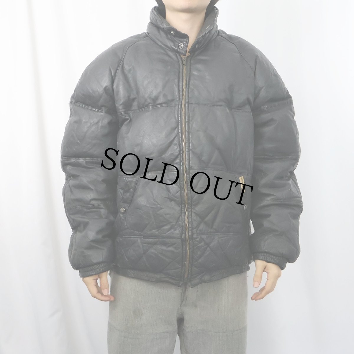 画像2: 80's DOUBLE GOOSE COUNTRY レザーダウンジャケット BLACK (2)