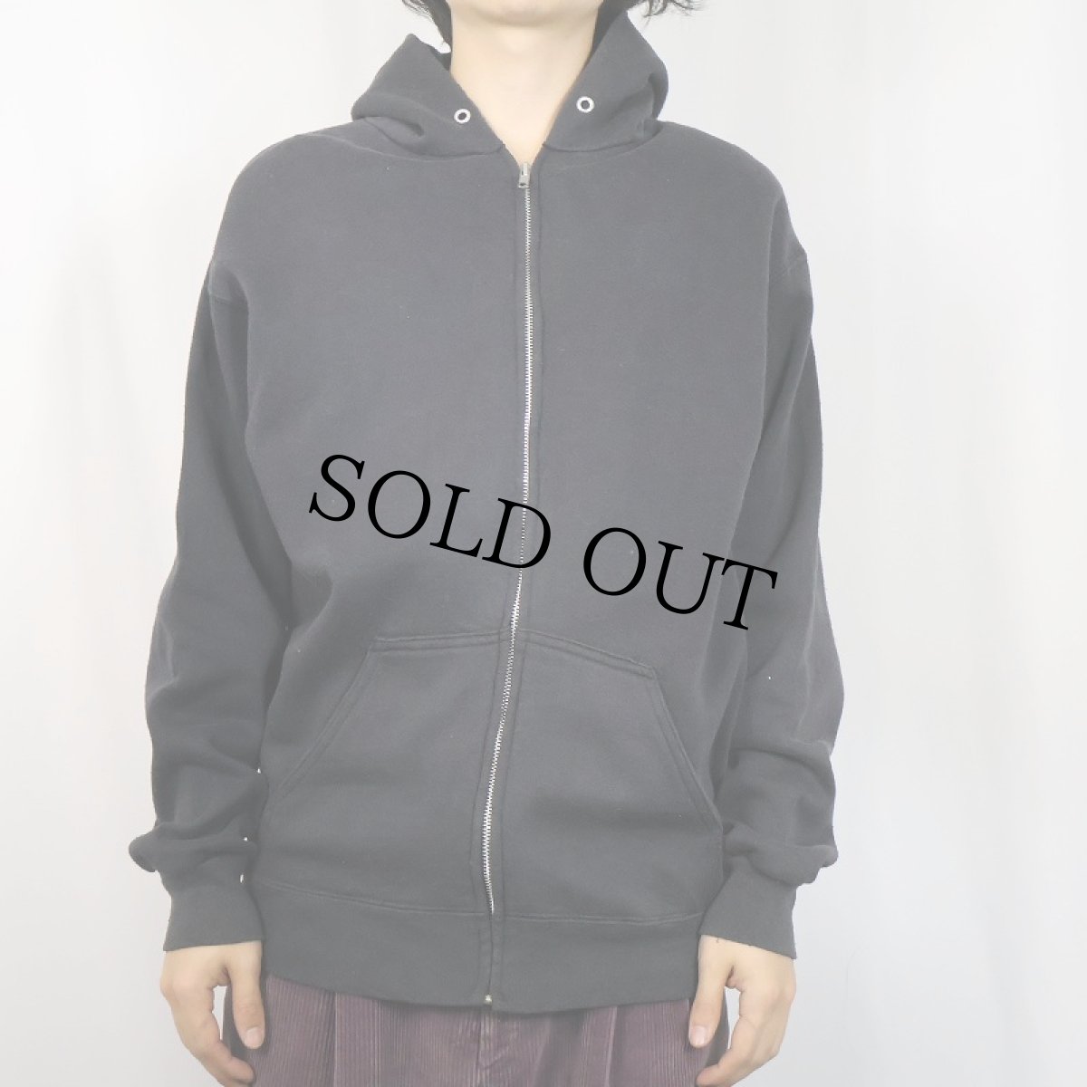 画像2: 90's TULTEX USA製 スウェットジップパーカー BLACK L (2)