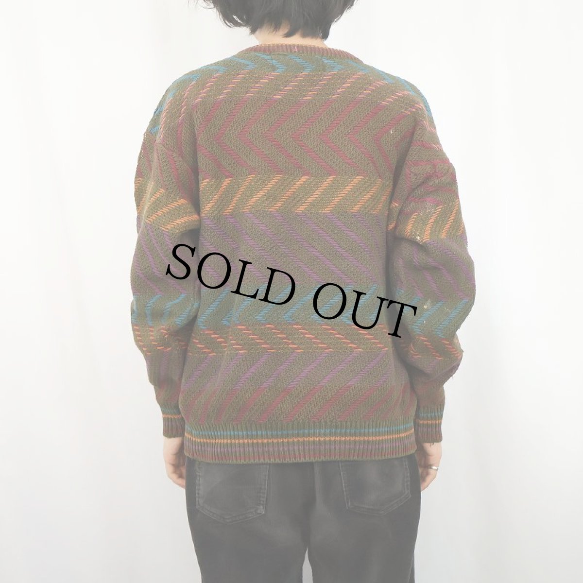 画像3: 80〜90’s CHAPS RALPH LAUREN USA製 総柄 コットンニットセーター XL (3)